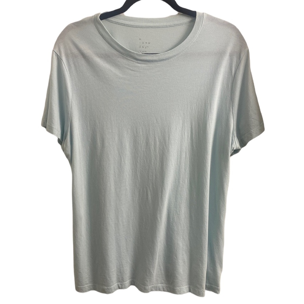 A New Day Short Sleeve Tee, Aqua Blue/Green, Solid, XX Large